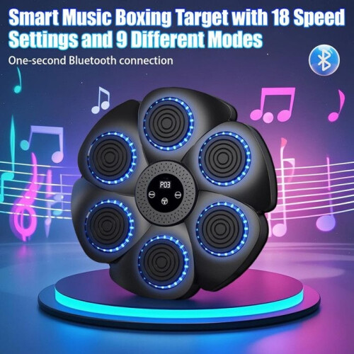 Bluetooth Smart Musical Boxing Machine with LED Lights, Automatic Counter, 9 Rhythm Modes, and Punching 1