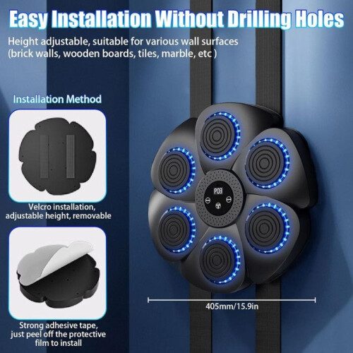 Bluetooth Smart Musical Boxing Machine with LED Lights, Automatic Counter, 9 Rhythm Modes, and Punching 2