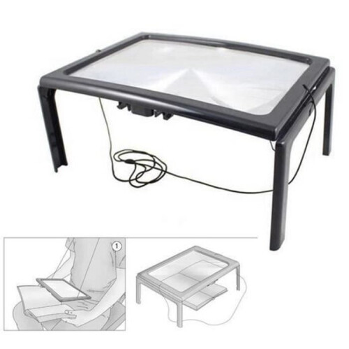 A4 Full Page Reading Magnifier with Large Hands-Free Light and LED Magnifier 1