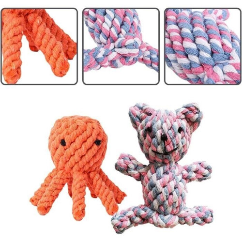 Dog Toy - Octopus and Bear - Cotton Rope - Interactive - Durable 2