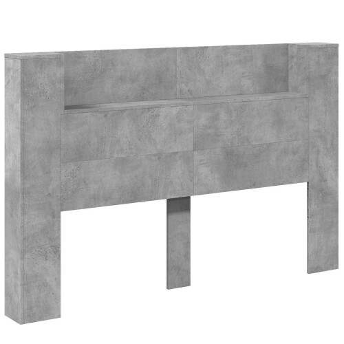 VidaXL vidaXL Storage Headboard with LED Concrete Grey Engineered Wood 1