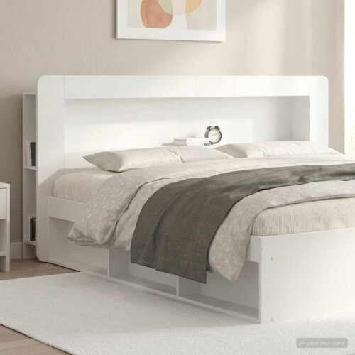 VidaXL vidaXL Headboard Cabinet with Storage White Engineered Wood 2