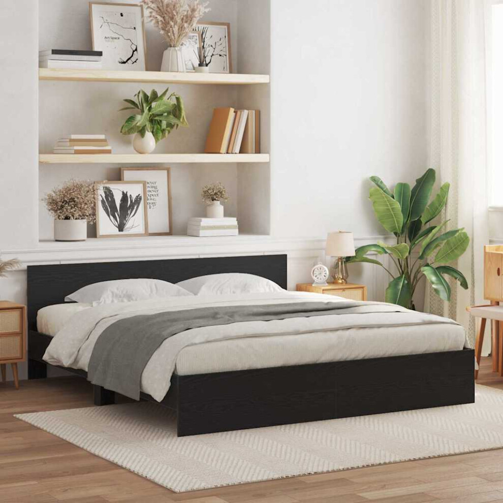 Vidaxl Bed Frame Black Oak 203 X 185 X 70 Cm Engineered Wood