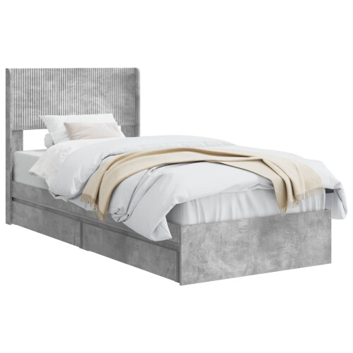 VidaXL vidaXL Bed Frame with Storage and Headboard Concrete Grey 90 x 190 cm 1