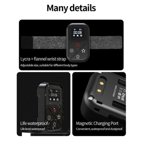 Bluetooth remote control for GoPro Hero 1098 Max with stick and wrist mount PZCC 2