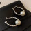 Silver Crushed Bead Hoop Drop Earrings with Large Imitation Pearl 4