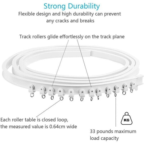 KAKOO Folding Ceiling Curtain Track Kit - 3.5M - Flexible - 26 Hooks - Multi-Angle Installation 2