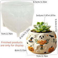 (NO BW379 mold) [Halloween Clay Mold] Halloween Clay Mold | Succulent Flowerpot Resin Silicone Mold | Cute Pumpkin Bat Wizard Hat Star