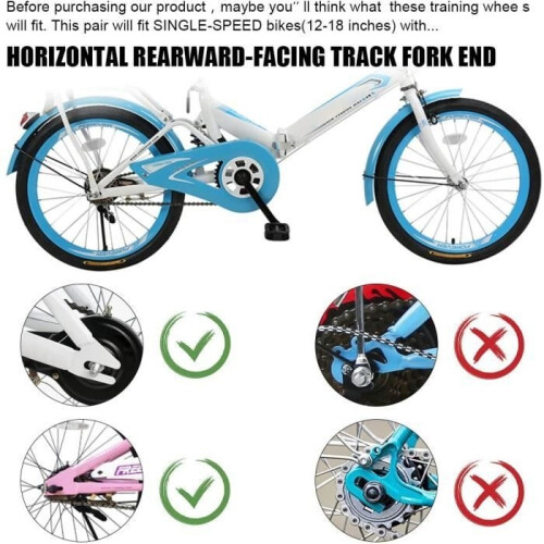 Training wheels for children's bicycles - Steel frame - Rubber wheels - Blue 2