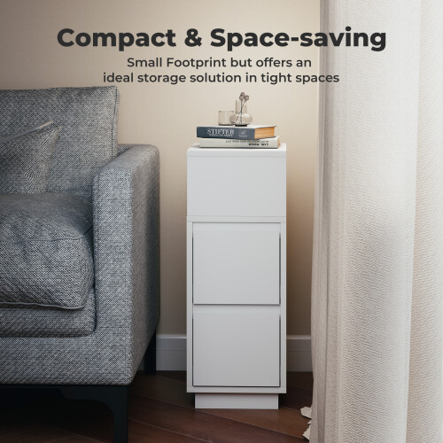 (Black) Levede Bedside Table with Drawer Storage 1
