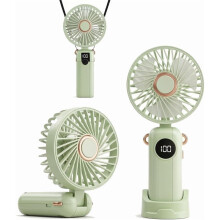 Green Handheld Cooling Fan, High Speed Brushless Motor USB Recharge Mini Portable Personal Air Cooler for Summer Outdoor