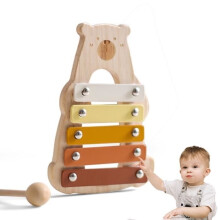 Wooden musical instrument toys for babies, multifunctional bear-shaped, octave xylophone, musical percussion set