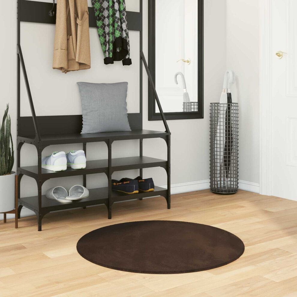 Vidaxl Medium Pile Soft And Washable Rug Huarte Brown Ø 80 Cm