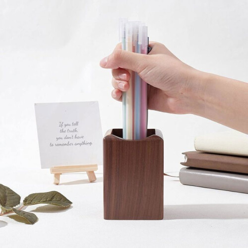 Pen holder - YYV - Wood - 70x70x99 mm - Elegant design - Rectangular parallelepiped 2
