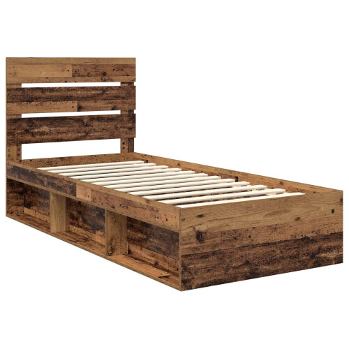 VidaXL vidaXL Bed Frame with Headboard Old Wood 75 x 190 cm Solid Pine Wood 2