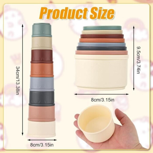 8pcs Stackable Rabbit Cups, 8 Colors, Different Sizes, Stackable Rabbit Nesting Toys 1
