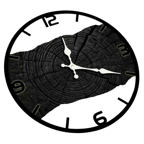(A) Practical Contemporary Wood Wall Clock with Metal Texture Quiet Movements Easy Mounting Easy Installation Creative Clock  C