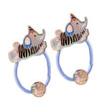 (Blue Elephant) Soft Acrylic Animal Hair For Children Stretchy Hair Ties For Girls With Comfortable Hair Accessories For Daily Use Multicolor