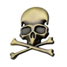 (Ancient bronze) 3D Skull Metal Decals Weatherproof Weather Resistant Sticker Personalizes Car Accessory Upgrades for Car & Motorcycles Multicolor