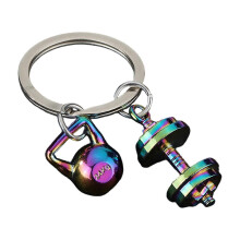 (Colorful) Trendy Workout Inspired Keychain Zinc Alloy Dumbbell Charm For Active Individuals Unique Fitness Gift Choice Multicolor