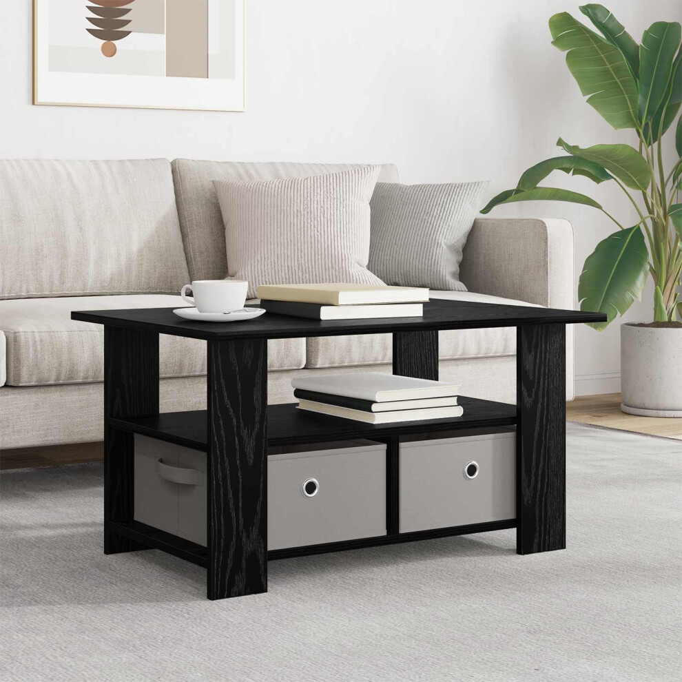 Vidaxl Coffee Table Black Oak 77 X 55 X 42 Cm Engineered Wood