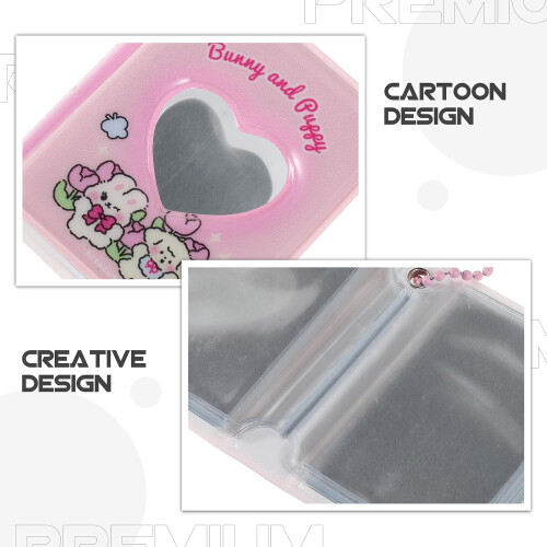 2 polegadas Mini Kpop Foto Álbum Chaveiro com Design Oco Coração, Pequeno Photocard Binder Holder 2