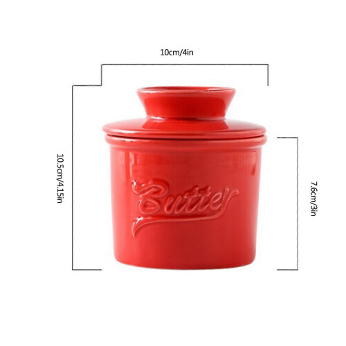 (Blue) Elegant Ceramic Butter Jar Portable Ceramic Butter Dish Storage Jar Ideal For Breakfast And Baking Needs  White 2