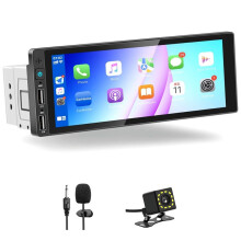 Einzel-DIN-Touchscreen-Autoradio, Kabellos, CarPlay, Android Auto, , 6,86 Zoll, Mirror Link, Auto-MP5-Player, FM-Radio