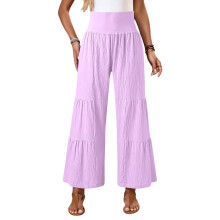 Damen-Strand-Palazzo-Hose mit hoher Taille und-Lila L