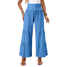 Damen-Strand-Palazzo-Hose mit hoher Taille und-Himmelblau L