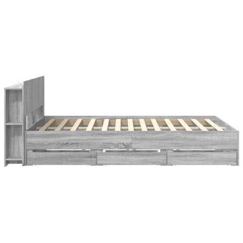 VidaXL vidaXL Bed Frame with Storage Grey Sonoma 140 x 200 cm Engineered Wood 2
