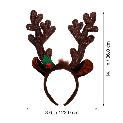 3Stk Weihnachts-Haarband Mit Hirschgeweih, Stoff-Accessoires 1