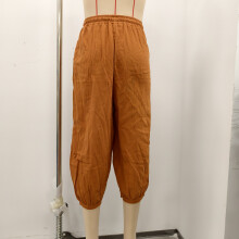 Leinenhose für Damen, elastische Taille, Kordelzug,-Schwarz M