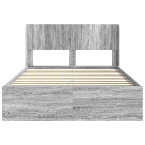 VidaXL vidaXL Bed Frame with Storage and Headboard Grey Sonoma 120 x 190 cm 2