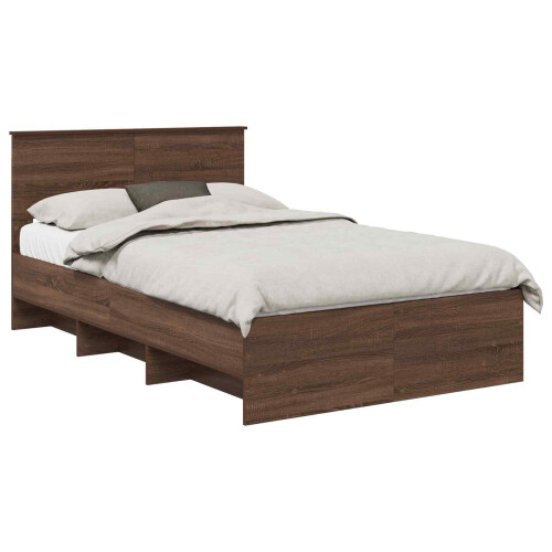 VidaXL vidaXL Bed Frame with Headboard Brown Oak 120 x 123 cm Engineered Wood 1