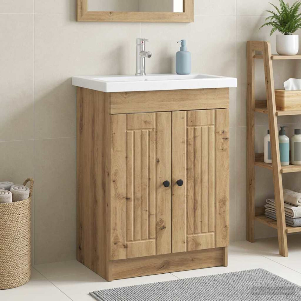 Vidaxl Bathroom Under Sink Cabinet Artisan Oak 56 X 37.5 X 81 Cm