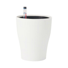 (round) Self Watering Plastic Planter with Water Level Indicators Modern Decorative Planter Flower Pots for House Plant Device
