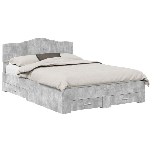 VidaXL vidaXL Bed Frame Concrete Grey 150 x 200 cm Engineered Wood 1