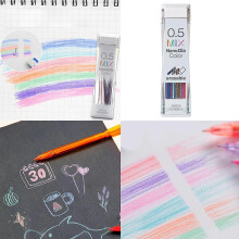(orange color) 20Pcs/Box 0.5MM Thick Colored Refills Automatic Mechanical Pencil Refills for Drawing Sketching School Office Supplies  Sky Blue