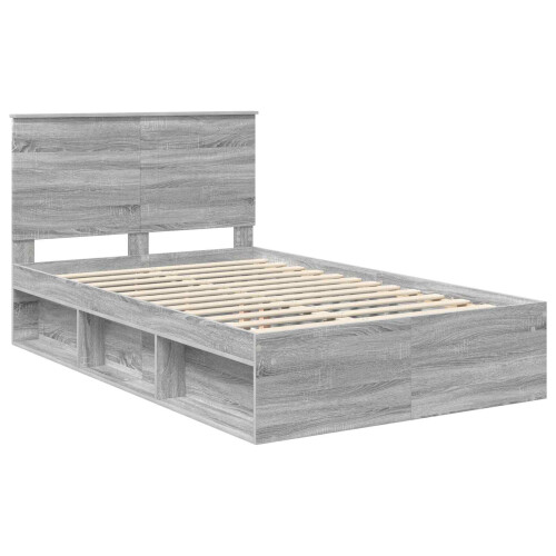 VidaXL vidaXL Bed Frame with Drawer Grey Sonoma 120 x 190 cm Solid Pine Wood 2
