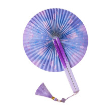(02) Handheld Fan With Pendant Vintaged Round Design Magnetic Folding Fan For Weddings Dance And Home Decoration