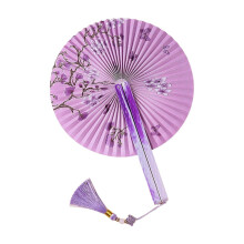 (01) Handheld Fan With Pendant Vintaged Round Design Magnetic Folding Fan For Weddings Dance And Home Decoration