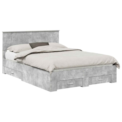 VidaXL vidaXL Bed Frame Concrete Grey 150 x 200 cm Engineered Wood 1