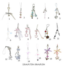 (Section 12) Fashion Butterfly Heart Bead Pendant Phone Straps Lanyard Pocket Keychain Strap Backpack Charm Car Key Decoration Chain