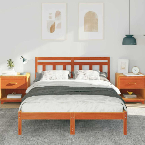 VidaXL vidaXL Bed Frame Brown 140 x 190 cm Solid Pine Wood 2