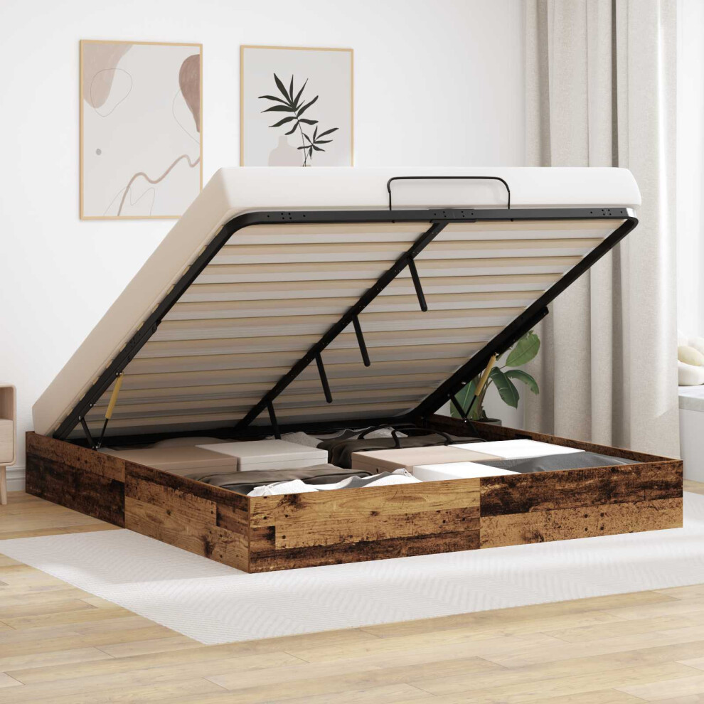 Vidaxl Ottoman Bed Frame Old Wood 203 X 180 X 25 Cm Engineered Wood