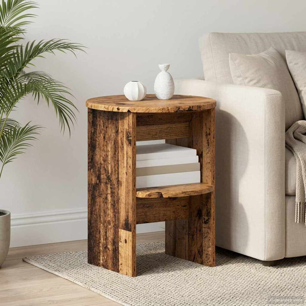 Vidaxl Side Cabinet Old Wood Ø40 X 50 Cm Engineered Wood