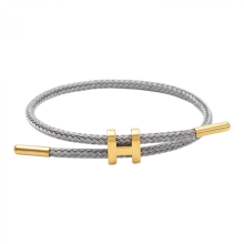 Pulsera de moda para mujer con alambre ajustable de acero inoxidable y hebilla en forma de H chapada en oro de 18k. Ideal para r