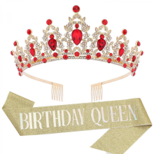 Tiara de cumpleaños, banda de cumpleaños para mujer y niña, banda con letras brillantes, corona de diamantes de imitación, regal