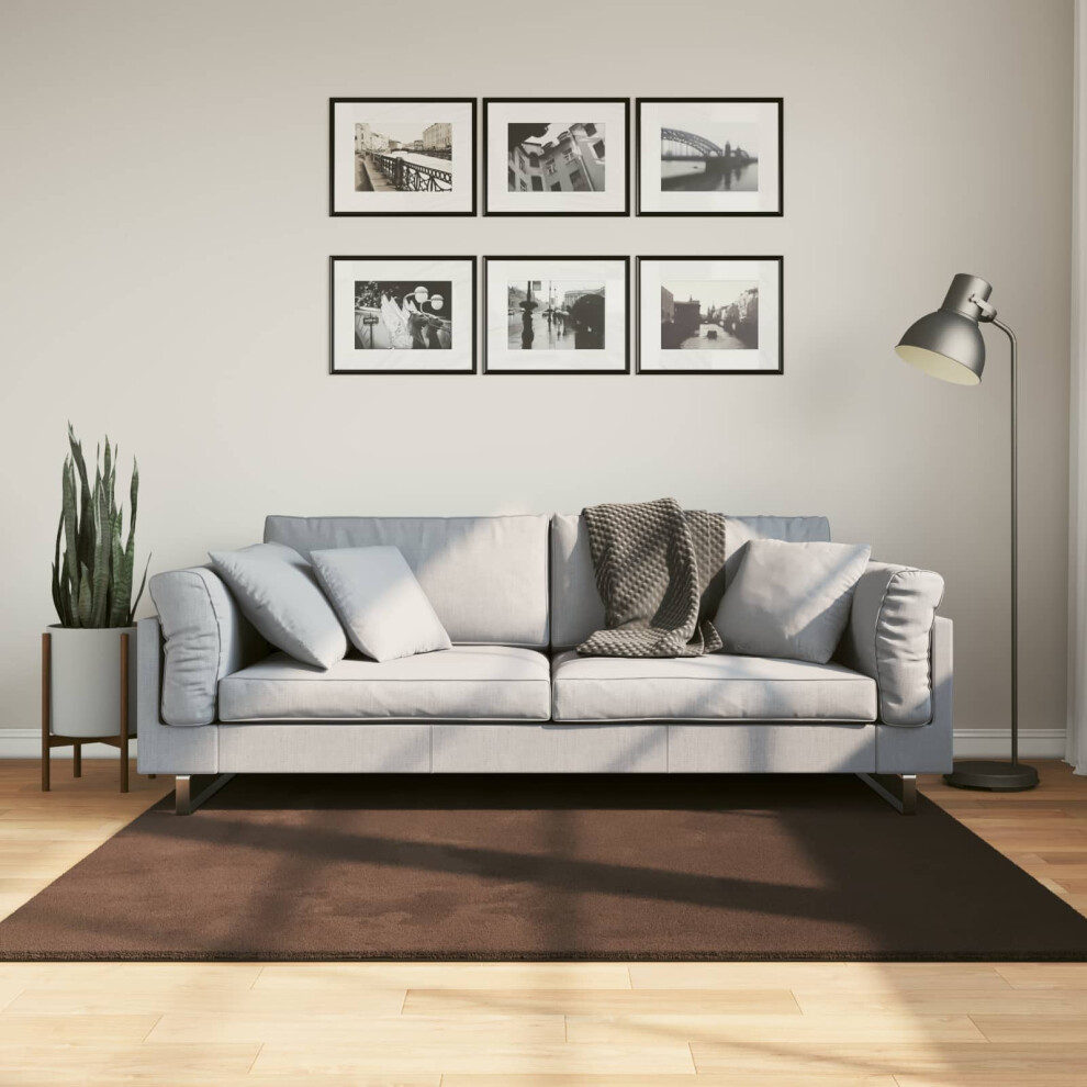 Vidaxl Medium Pile Soft And Washable Rug Huarte Brown 160 X 160 Cm